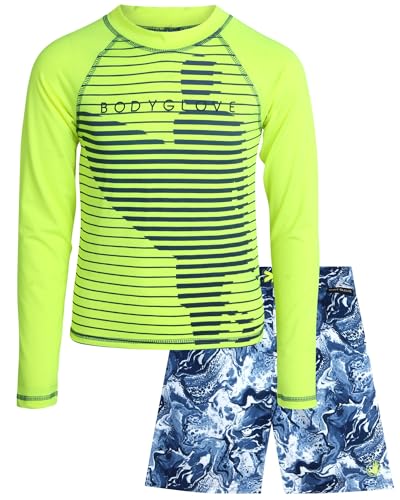 Image of Body Glove Boys Swim Set - 2 Piece Boys Swim Trunks with Rash Guard UV Protection Swimsuit Kids Bathing Suits (Sizes 4-12)