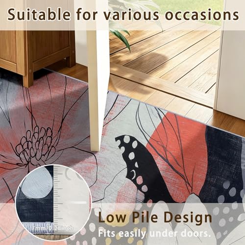 Tapis de chambre 60x90 cm abstrait multicolore à poil ras - 5