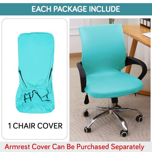 Image of HOKIPO 'SereneSolids' 140 GSM Office Chair Cover for Desk Chair (Low-Back) - 140 GSM Stretchable Fabric - Washable, Durable & Anti-Slip - Fits Small & Low-Back Office Chairs, Sky Blue (AR-6222-SBLU-S)