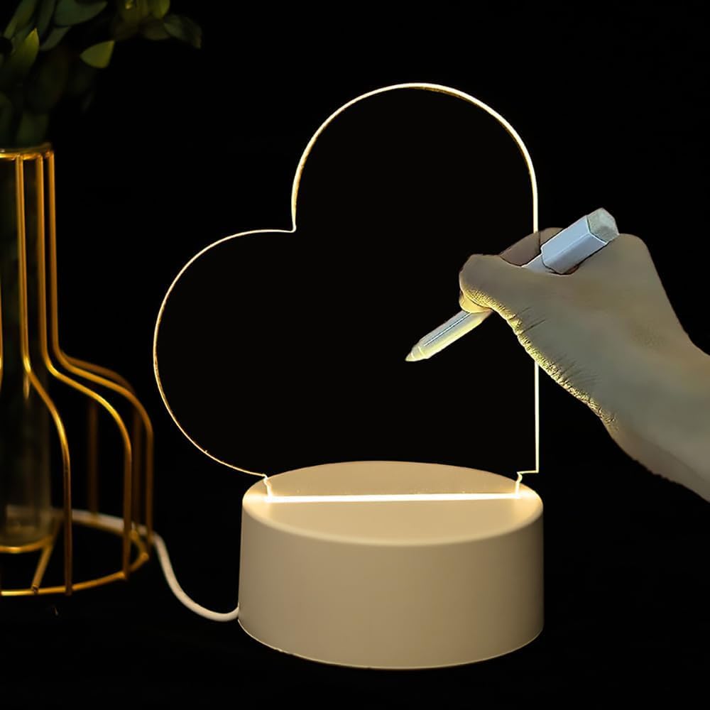 LYNROW DIY Personalised Night Light,3 Colours LED Creative Lamp, DIY Writing, Erasable, 3D Illusion, Personalised Gift for Mum