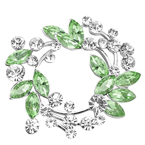 Image of Gyn&Joy Clear Crystal Rhinestone Floral Wreath Pin Brooch BZ005