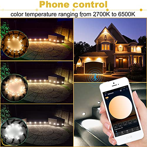 Led Deck Lights Kit, 16Pack Φ1.77 Outdoor Recessed Deck Lighting, Cct 2700K-6500K Dimmable, Bluetooth App Control, Low Voltage Ip67 Waterproof Deck Step Lights For Patio, Garden, Stair Decor #TOP1