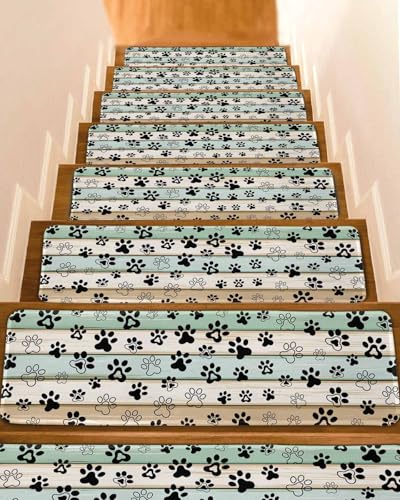 Carpet Stair Treads for Wooden Steps 10 Pack, Dog Paw