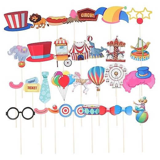 CAXUSD 30 Unidades Adereços Decorativos Para Fotos Decoração De Festa Tema Carnaval Adereços De Selfie Com Paus Acessórios Para Fotos De Festa Adereço De Carnaval Inventar Roupas Papel