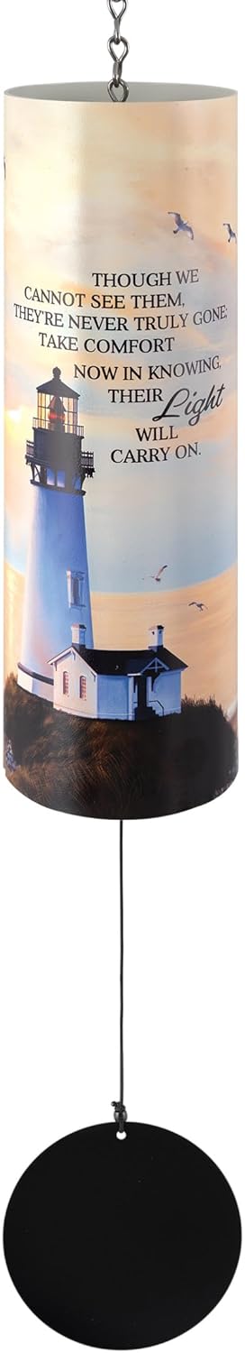 Carson 36" Lighthouse Cylinder Chime- Coastal Seabirds Windchime- Memorial Gift- Bereavement Windchime for Outdoor Decor- Garden Patio Porch Decor- Outdoor Coastal Decor- Seagull Decor- Personal Loss
