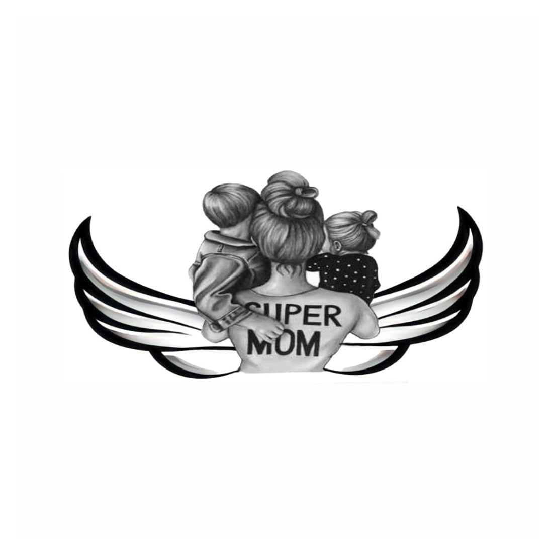 Super Mom With Two Baby’s Design Temporary Tattoo Sticker For Male & Female Waterproof-image-10