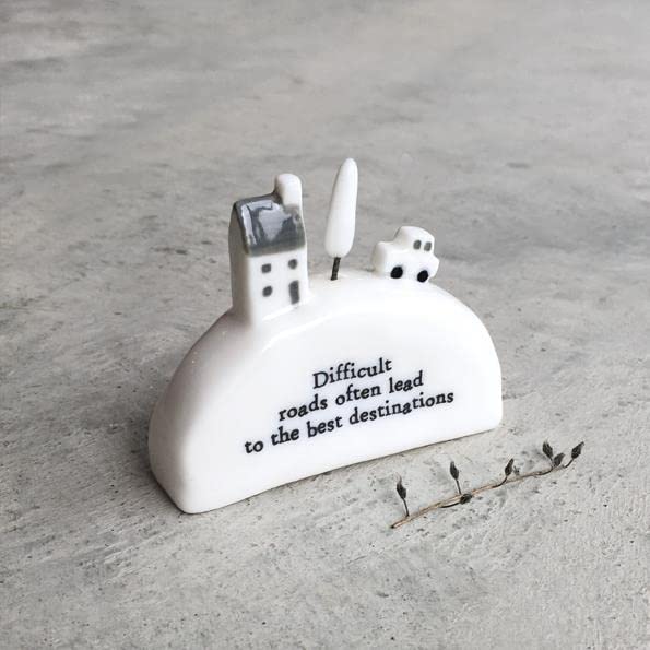 East of India Hill House Difficult Roads Porcelain Decoration, White