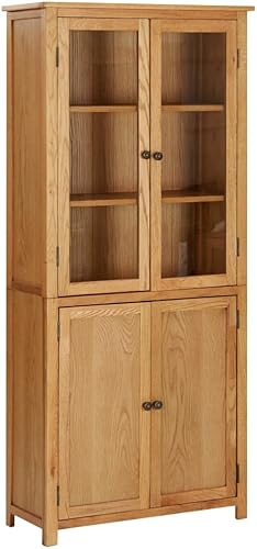 BIGBARLEY Estantería de puerta de cristal estante de exhibición estante de almacenamiento para oficina baño sala de estar estantería con 4 puertas