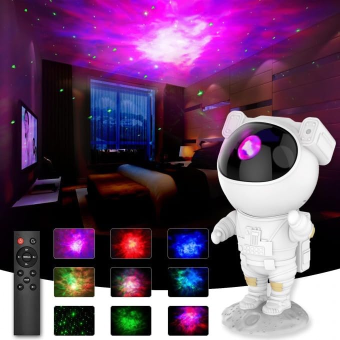 Star Projector,Kids Room Decor,Astronaut Nebula Galaxy Projector Night Light,Remote Control Timing and 360 Rotation Magnetic Head,Lights for Bedroom,Gaming Room Decor White Color-image-9