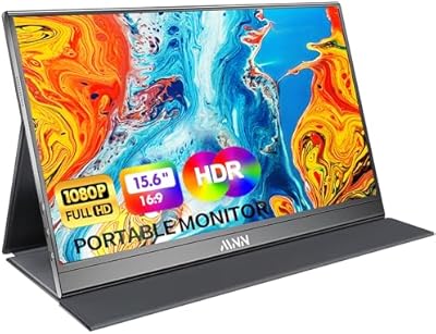 MNN Portable Monitor 15.6inch FHD 1080P USB C HDMI Gaming Ultra-Slim IPS Display w/Smart Cover & Speakers,HDR Plug&Play, External Monitor for Laptop PC Phone Mac (15.6'' 1080P)