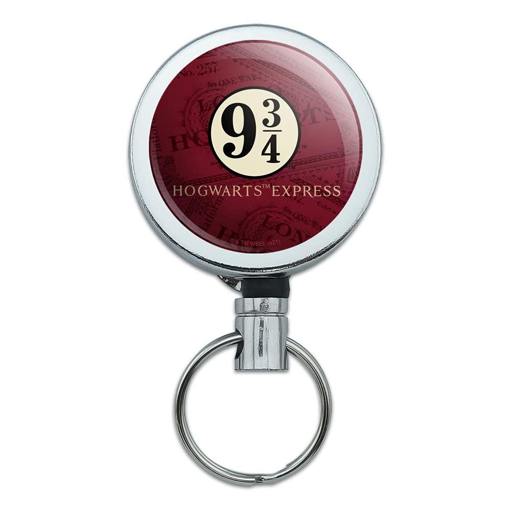 Harry Potter Hogwarts Express Tickets Heavy Duty Metal Retractable Reel ID Badge Key Card Tag Holder with Belt Clip