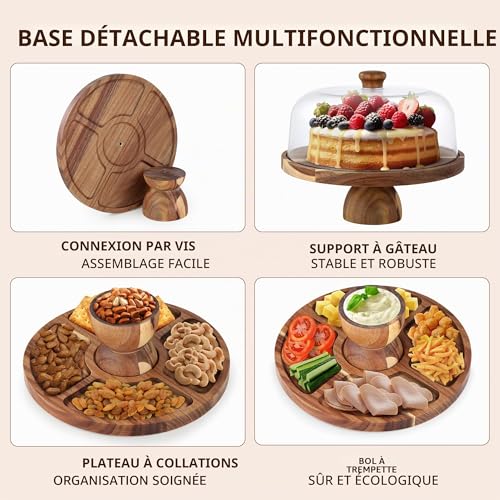 Support gâteau multifonction 30cm avec plateau réversible et socle - 6