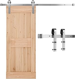 VEVOR 5FT Brushed Nickel Sliding Barn Door Hardware Kit, 330 LBS Weight ...
