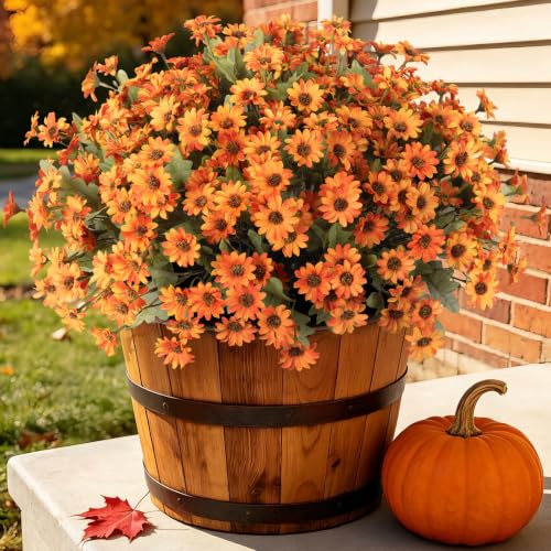 Image of Artificial Fall Flowers Fake Mums Plants for Outdoors Decoration