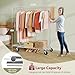 Tajsoon Clothing Rack Heavy Duty Clothes Racks Foldable Garment Rack with Wheels and Extendable Rod, Collapsible Clothing Rack Max Capacity 250lbs, Industrial Rolling Racks with Bottom Shelf, Chrome