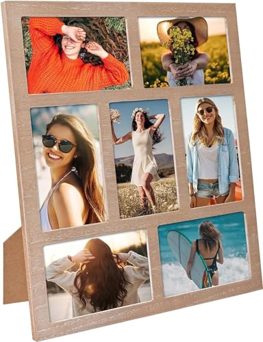 Cadres photo pour plusieurs photos de 10 x 15 cm – 7 ouvertures pour collage photo – Décoration murale pour support de table et cadres de montage mural – Ensemble de collage pour décoration