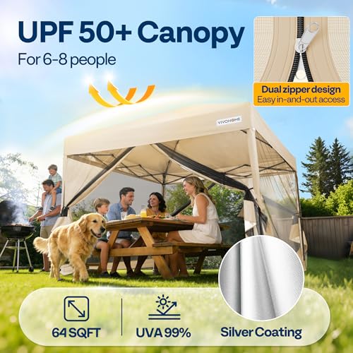 Image of VIVOHOME 8x8ft Outdoor Screen Tent with Mosquito Netting