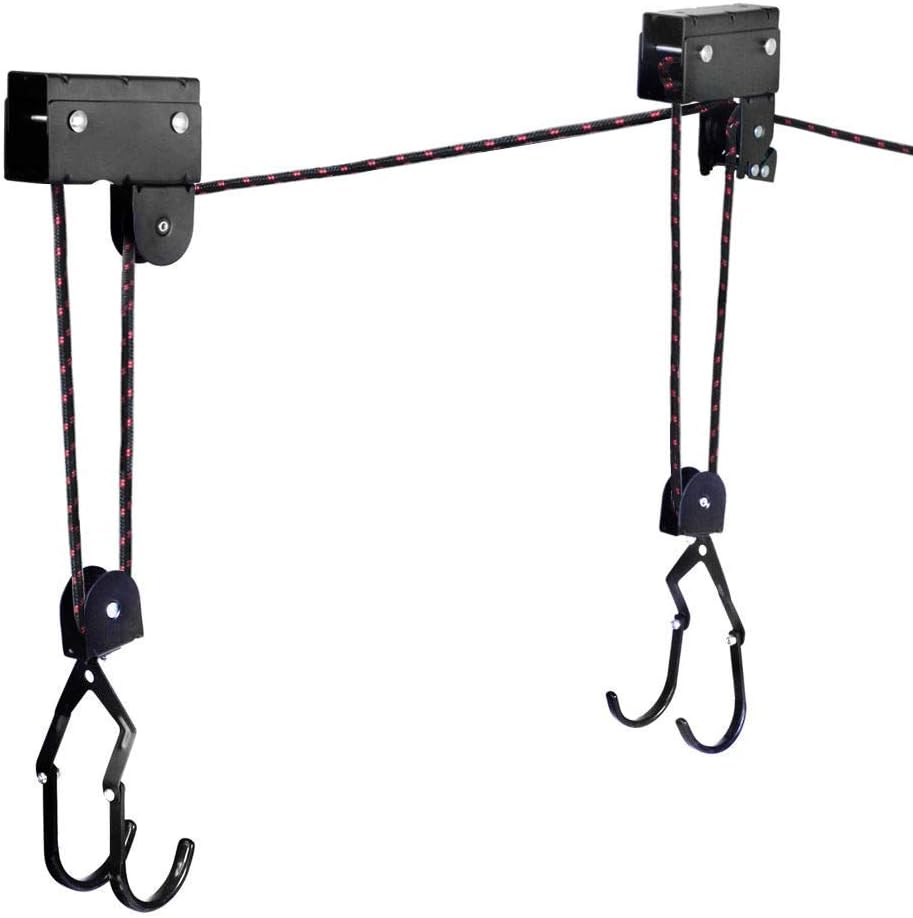 Kayak Lift Hoist Bike Ceiling Lift Hoist [2 Pack] Overhead Rack Garage Storage Canoe Lift with 100 lb Capacity Even Works as Ladder Lift and Bike