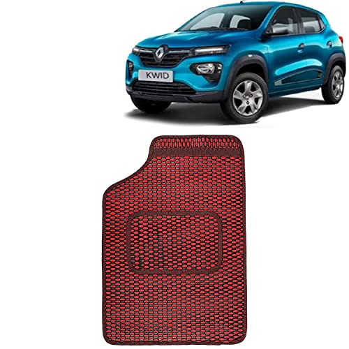 Image of Kingsway Dotted Design Car Floor Foot Mats Universal Fit for Renault Kwid, Model Year : 2019 Onwards, Water and Dustproof, Color Red, Set of 5 Pieces