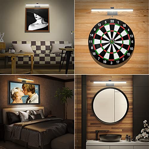 Raifoolly Picture Light, Rechargeable Picture Lights For Paintings,Remote Control Display Art Light With Timer And Dimmable For Painting,Frame, Portrait, Dart Board,L-Black #TOP4