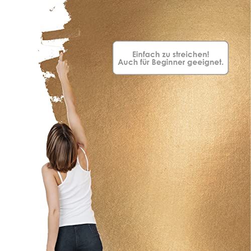 Wanders Metallic Wandfarbe Bronze 1 Liter moderne Metallic Effekt Wandfarbe in 9 exklusiven Farbtönen, Effektfarbe innen für Zuhause… – Ansicht 2