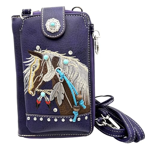 Dakota Horse Embroidered Crossbody Phone Wallet Purse