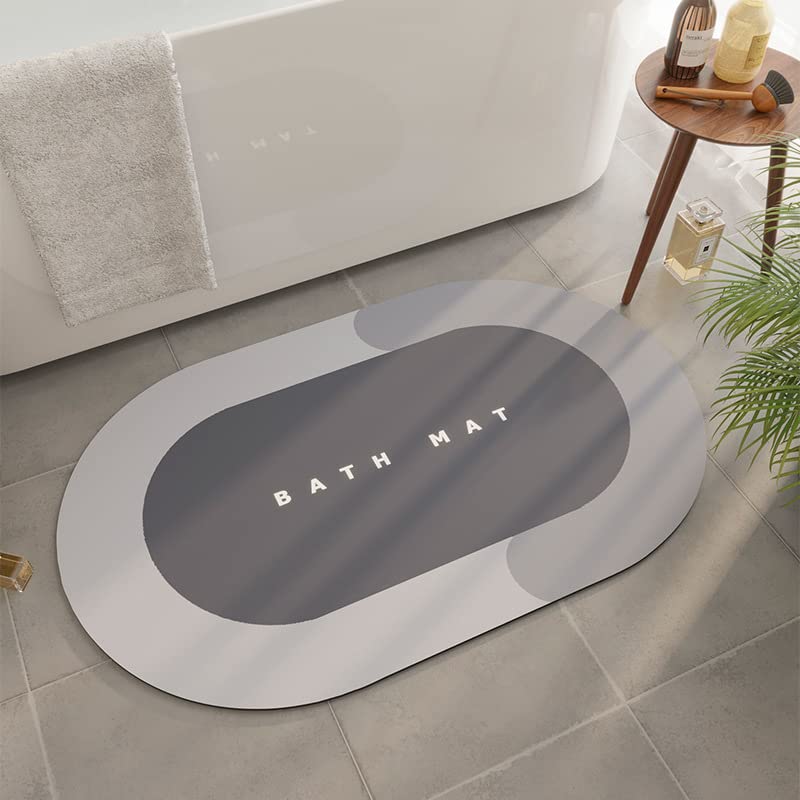 LENDIS Bathroom mat super absorbent floor mat quick-drying bathroom mat diatom mud bathroom mat carpet memory foam bathroom mat non-slip entrance carpet living room bathroom kitchen (60x40, Gray)
