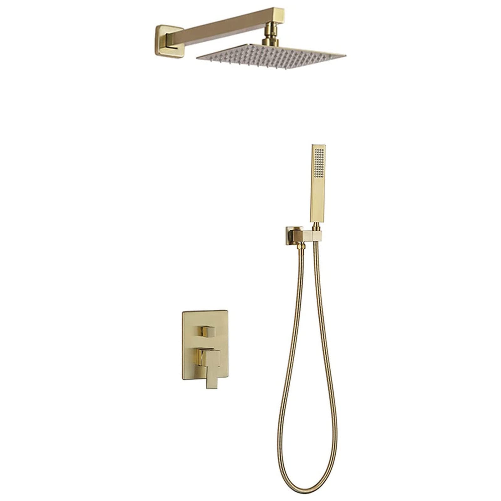 Sistema doccia Oro spazzolato, Parete Set Doccia Rubinetto, 8 "Pioggia Soffione doccia e palmare Combo Set, Lusso Bagno Doccia Mixer Set Ottone Piedi,