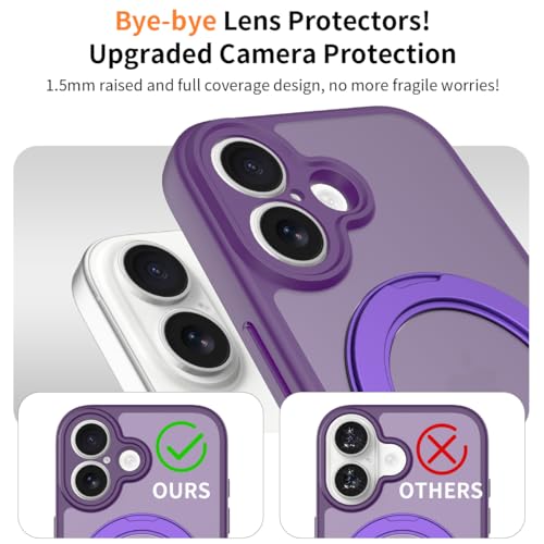 Image of Magnetic Case for iPhone 17 with Magnetic Ring Stand, [Compatible with Magsafe] [Military Grade Drop Protection] Shockproof Phone Cover for iPhone 17 Full Camera Protection 6.3 inch Purple