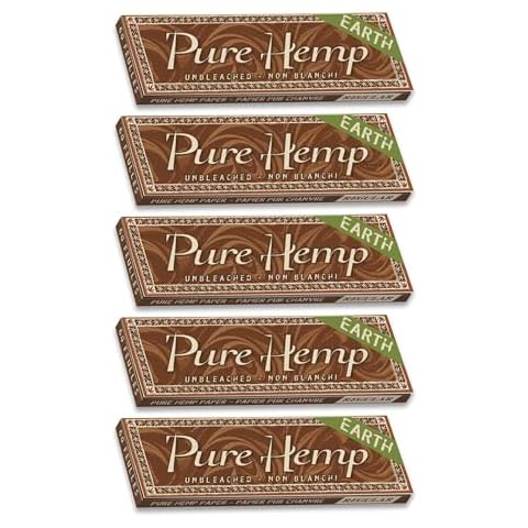 Pure Hemp Earth Cigarette Rolling Paper Regular Single Wide (69mm) 60 Leaves per Booklet - Pack of 5 Cover