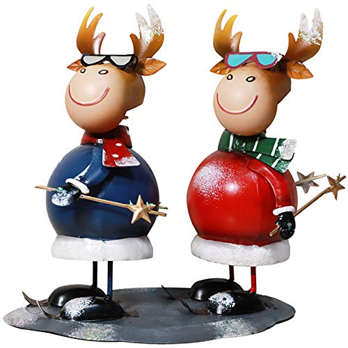 Aboxoo Metal Deer Decor Tabletop Art Deer Statue Figurine Ornaments Creative Abstract Animal Sculpture Children Toys For Home Office Business Gift Elk Figurine cover