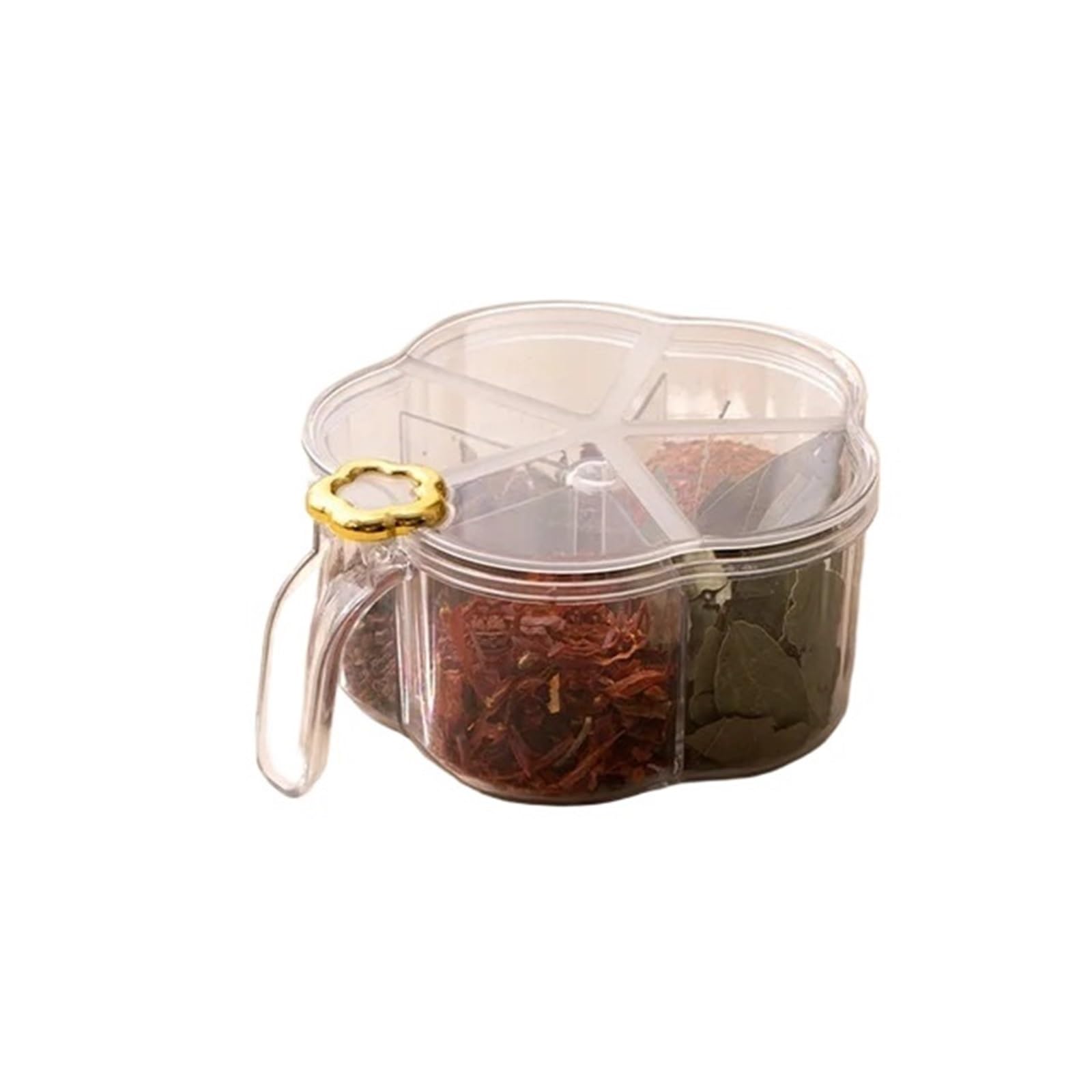 UBOHUZ 5 Grid Seasoning Box Set Spice Salt Sugar Jars Pepper Condiment Storage Container With Small Spoon Boxes Kitchen Accessories for Salt Sugar Spice Pepper(Clear)