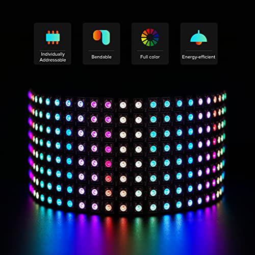 Image of SEZO 2 Pack LED Matrix WS2812B RGB 5050SMD 8x32 256 Pixels Digital Flexible Individually Addressable Screen for Arduino LED Programmed Screen Image Full Color Lighting DC5V