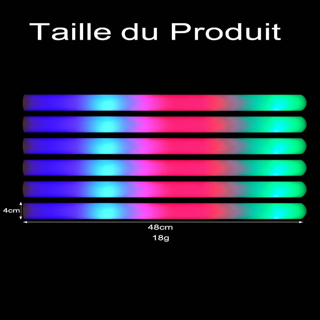 zenda club® LED Leuchtstab aus Schaumstoff, weiß, 48 cm (30 Stück) – 3 Blinkmodi – Glow Stick LED für Party, Konzert, Hochzeit, Geburtstag – lange Akkulaufzeit 8 Stunden