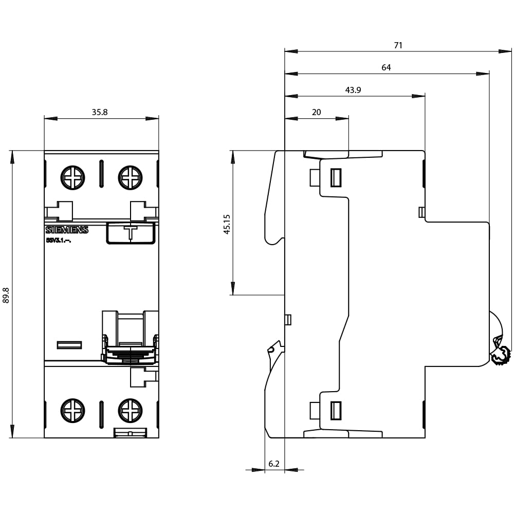 Siemens - Interruptor diferencial 2P Clase A R 300mA 40A