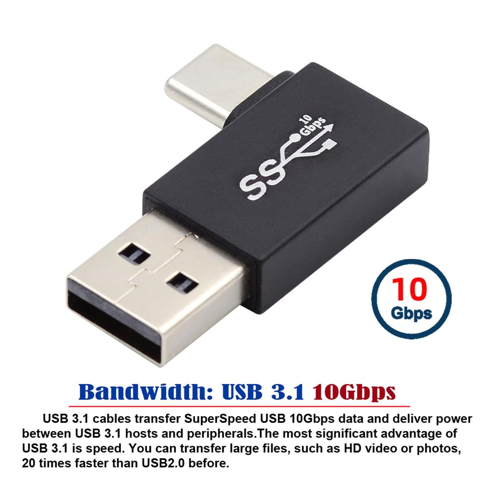 Xiwai Cavo USB-C A USB 2.0 Con Connettore Angolo Retto 90° - 1 Metro, Per Tablet, Cellulari, Hard Disk, Ricarica E Dati