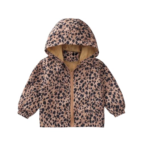 Generisch Niños Niños Niñas Abrigo Con Estampado Chaqueta Niño A Prueba Viento Cremallera Outwear, marrón, 4-5 años