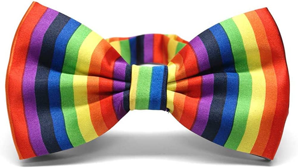 Lizzy Mens Classy Pre Made BOW TIE Wedding Party formal or special occasions Solid Color Fancy Tartan Bowteis Necktie Ties Burns Night (Rainbow)