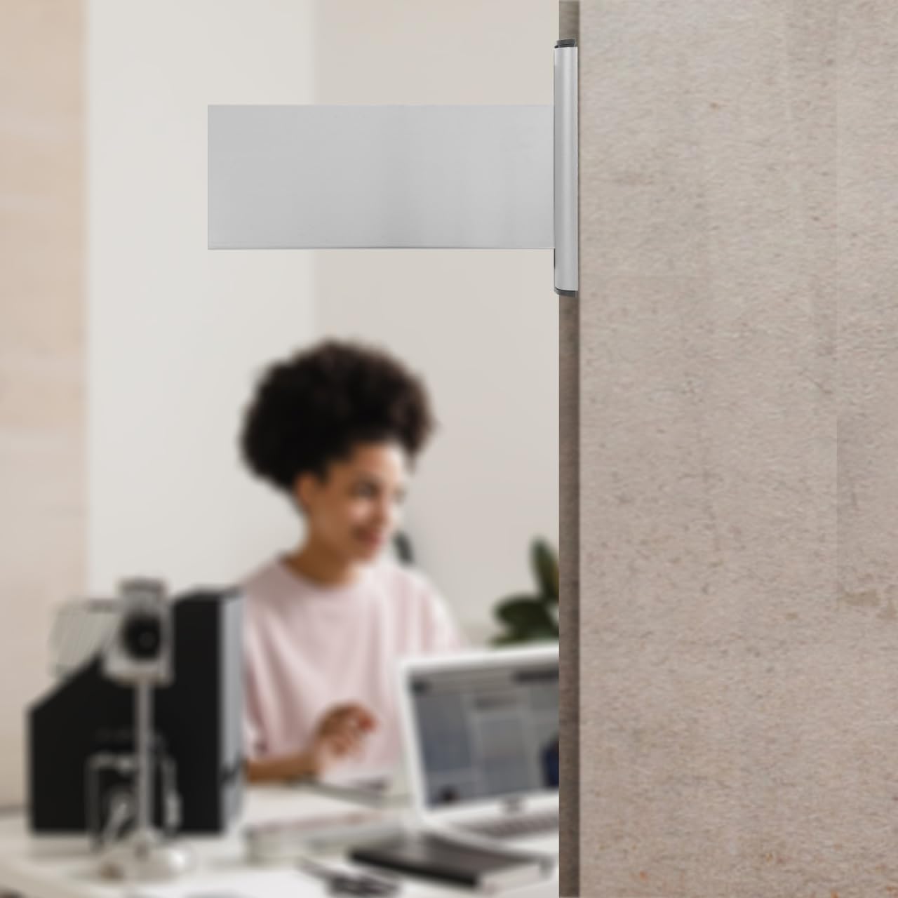 KALLORY Plaque de Propreté Porte Adhesive en Acier Inoxydable Argenté 25x11cm, Lot de 2 Plaques Métalliques Adhésives Gravables pour Hôtels, Bureaux et Salles
