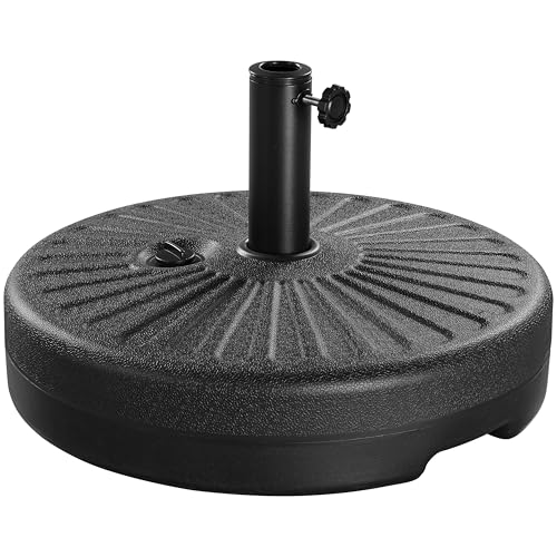 Yaheetech Base per Ombrellone da Giardino in HDPE e Ferro Riempibile con Sabbia o Acqua 22L Supporto per Pali da Ø38mm e Ø48mm Esterno Veranda Terrazza Spiaggia Piscina Patio Nero