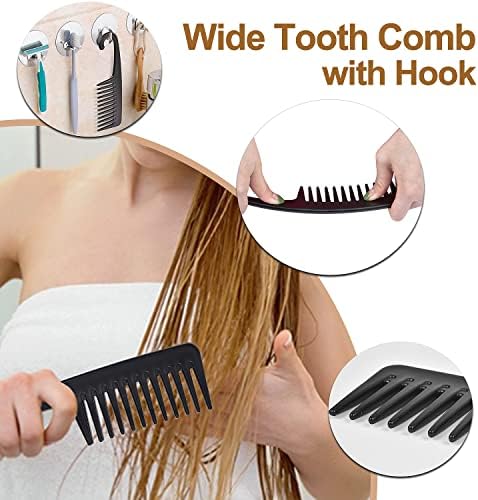 8PCS MORGLES Wide Tooth Detangling Brush Set - Curly, Natural, Wavy, Wet Hair Comb with Rat Tail, Alligator Clips