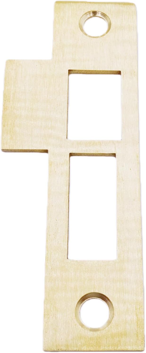 3-7/8" Brushed Brass Mortise Door Strike Plate – Solid Brass Replacement Latch Striker Keeper 3-3/4" and 3-13/16" (Single Pack)