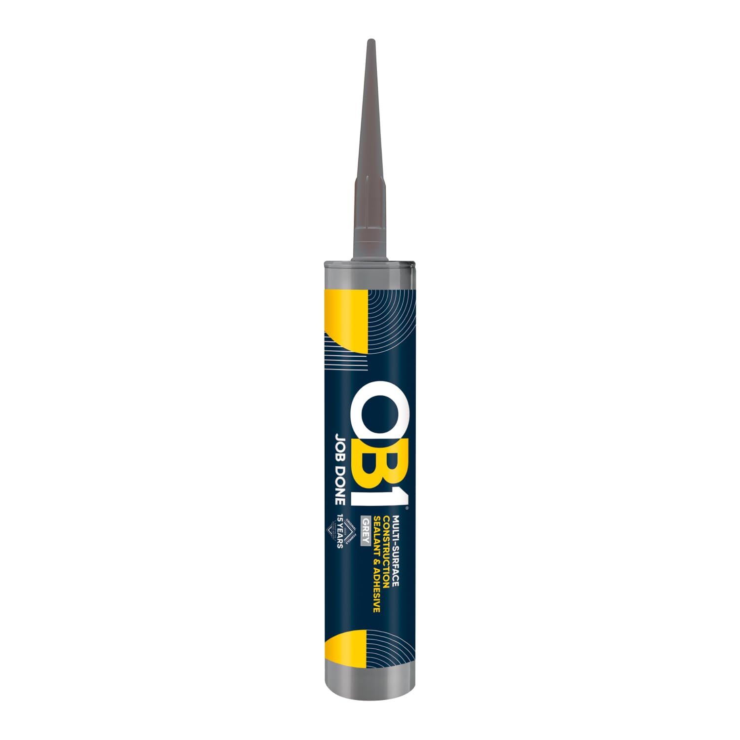 OB1Grey Multi-Surface Construction Sealant & Adhesive | Hybrid Technology | Excellent Chemical Resistance | Water Resistant | Weather Resistant | Food Safe | 290ml