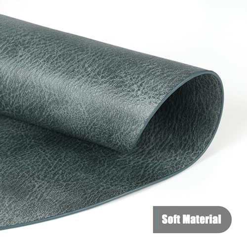 Image of UnivoColors Placemats Round Faux Leather Placemats Set of 8-Waterproof-Wipe Clean-Heat Resistant-Anti Slip Dining Table Place Mats,Suitable for Indoor & Outdoor Use,15 inch.Retro Blue Grey