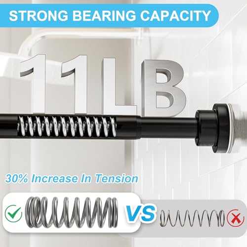 Image of Tension Curtain Rod 30 To 49 Inch Black Tension Rods Adjustable Spring Loaded Curtain Rods 7 /8 inch Curtains Rods No Drilling Tension Rods For Windows Bedroom Closet Doorway Door 2pcs