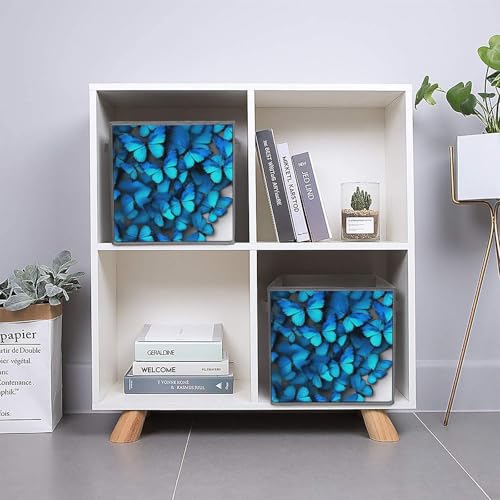 Boîtes de rangement pliables bleu papillon pour étagères et placard - 6