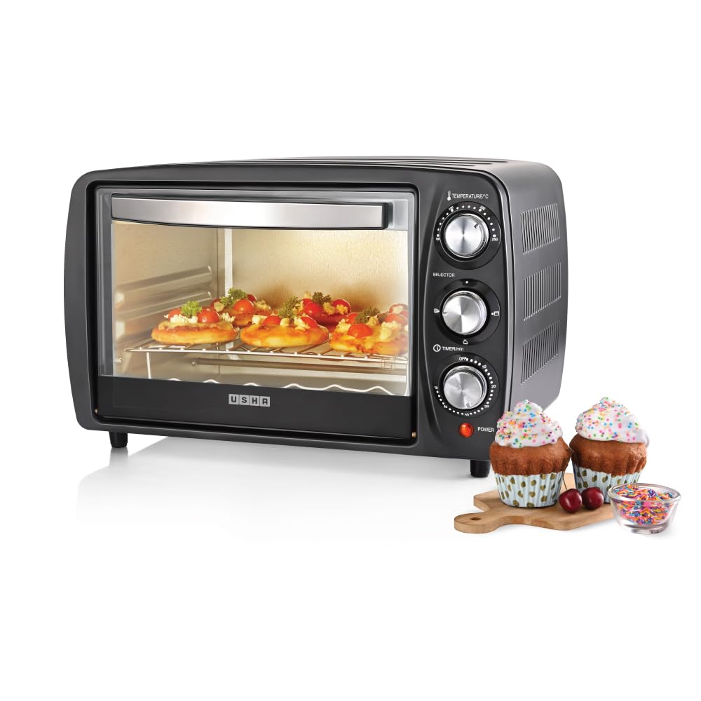 USHA OTGW 3716-16L OTG with Rotisserie,Bake, Grill, Roast, Toast,Upper & Lower Heating,Cool Touch Handle,Customised Time & Temperature Control,Easy To Clean,2 Year Warranty, Black, 1200 Watts-image-9