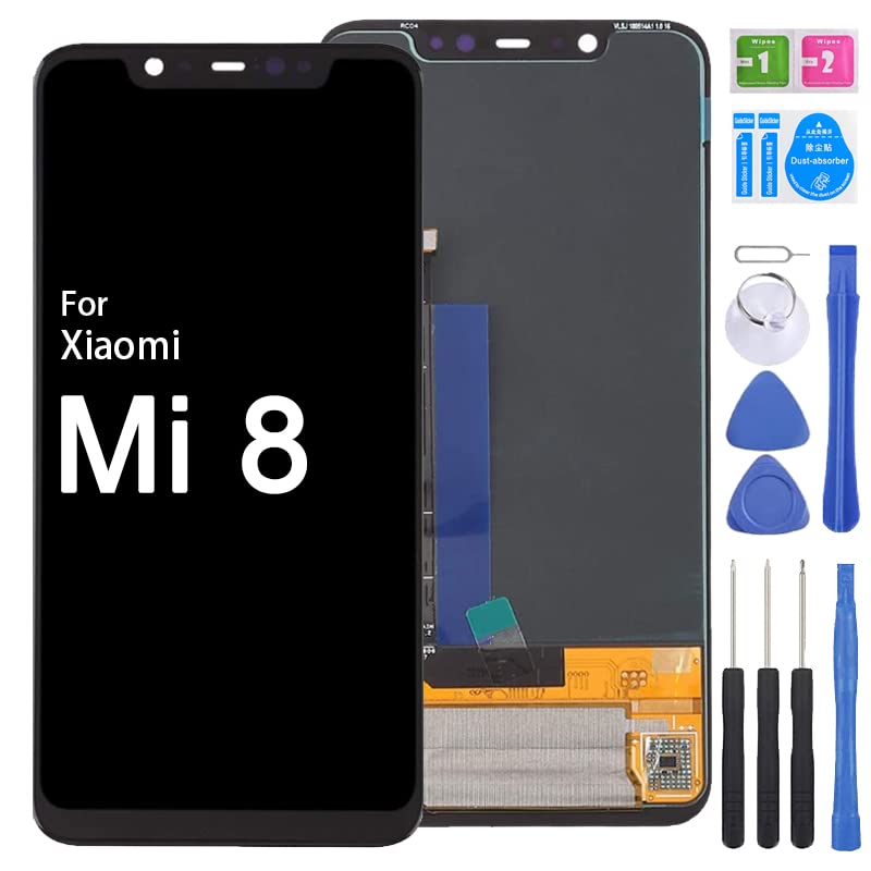iYAiYO Pantalla OLED Digitalizador Pantalla Táctil Reemplazo Compatible con Xiaomi Mi 8 M1803E1A Pantalla Completa con Herramientas-Negro