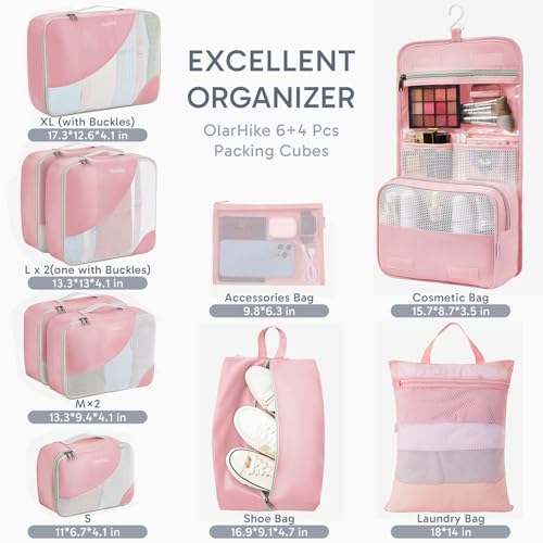 Image of OlarHike 10 Set Packing Cubes for Travel, Gifts for Women Mom,Anti-Tearing Suitcase Organizer with Over 1000 pcs Mesh Holes,Vacation Essentials & Accessories for Cruise Ship