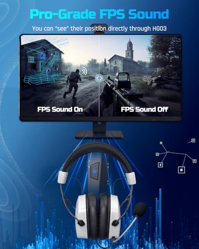 Image of NUBWO HG03 Wired Gaming Headset for PC, FPS-Tuned, Noise-Canceling Mic | USB-A Equipped | One-Click FPS Mode | 50mm Driver | Memory Foam Cushion | For PC Laptop | Gaming & Office Comfort - White